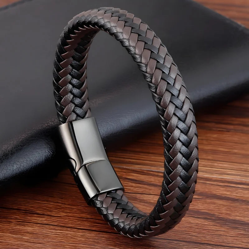 bracelet cuir tressé marron