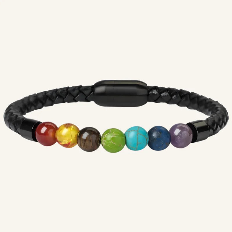 bracelet 7 chakras cuir