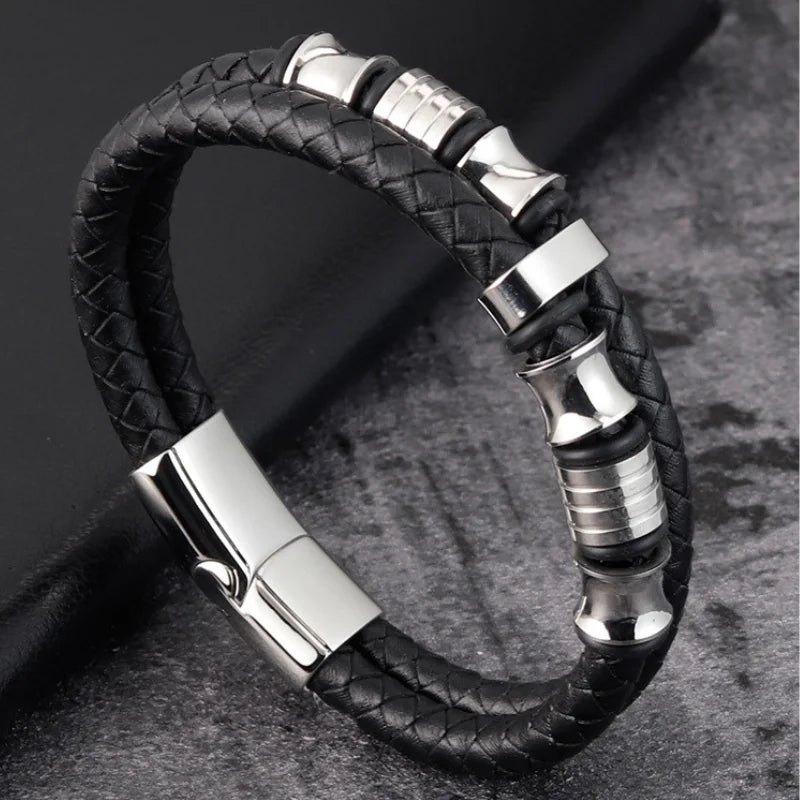 bracelet acier cuir