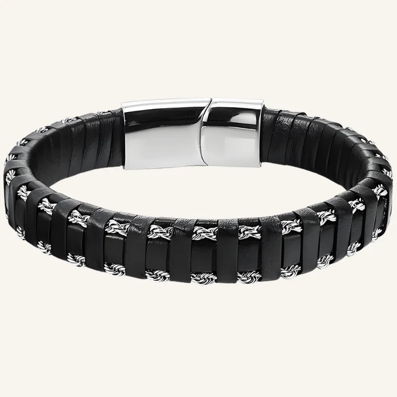 bracelet acier et cuir