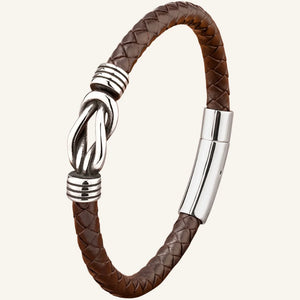 bracelet acier rétro cuir nœud infini