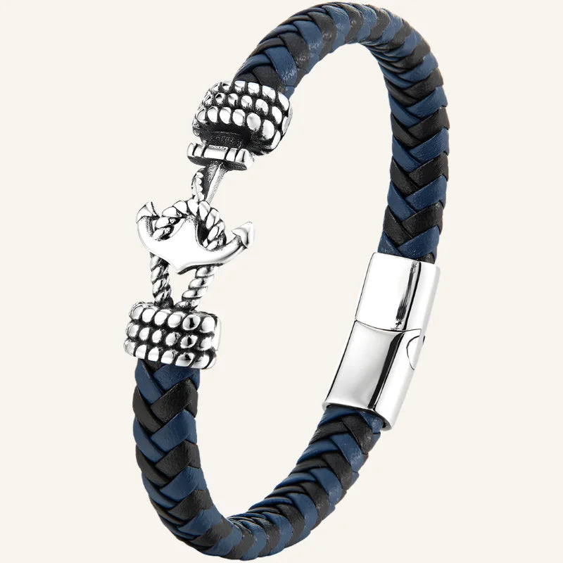 bracelet ancre cuir homme