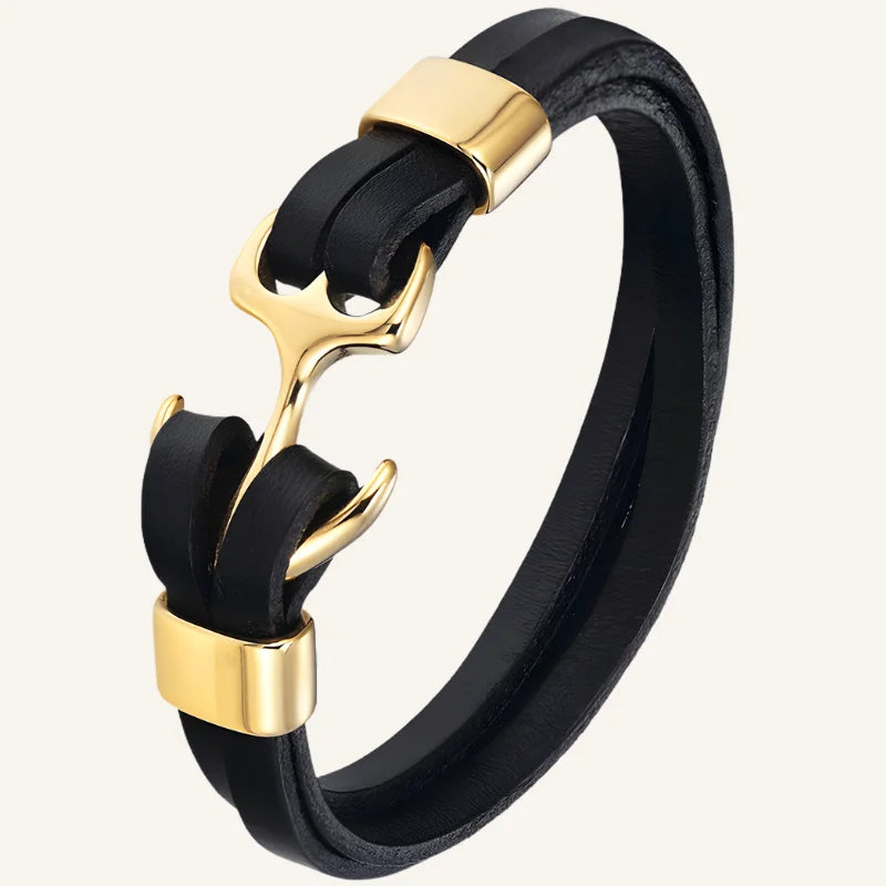 bracelet ancre homme cuir
