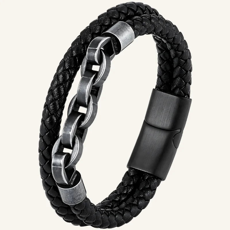 bracelet chaîne cuir