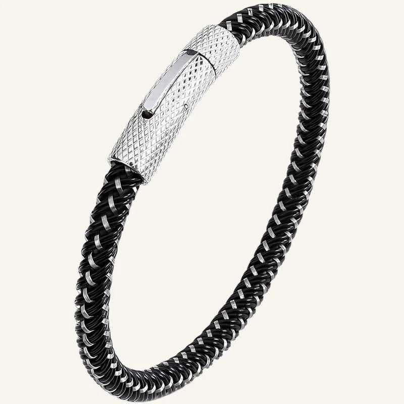 Bracelet cuir acier homme