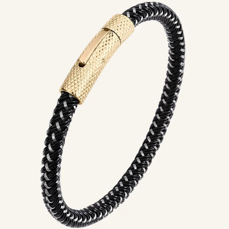 Bracelet cuir acier homme