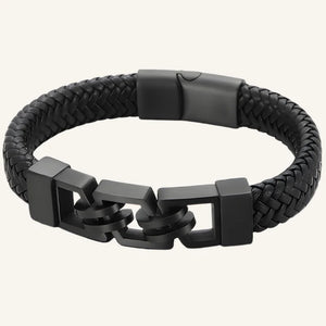 bracelet cuir acier homme noir