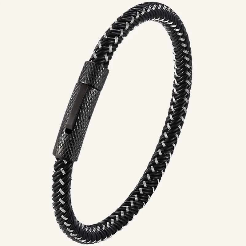 Bracelet cuir acier homme