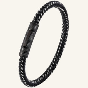 Bracelet cuir acier homme