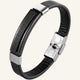 bracelet cuir acier plaque quadrillée