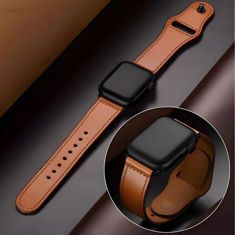 bracelet cuir boucle pour Apple Watch marron