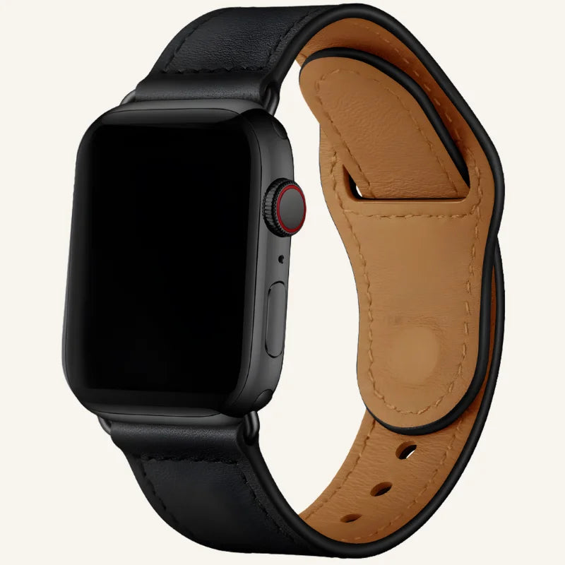 bracelet cuir boucle pour Apple Watch noir