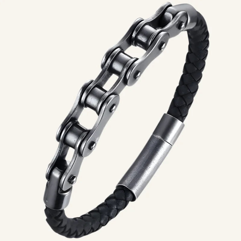 bracelet cuir chaîne