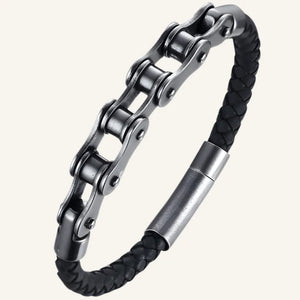 bracelet cuir chaîne