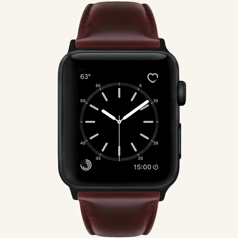 bracelet cuir ciré pour Apple Watch marron