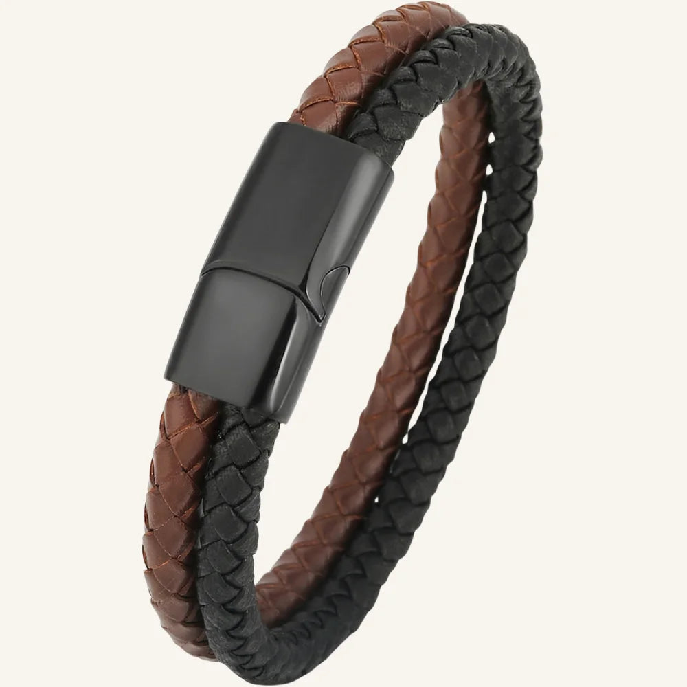 bracelet cuir double bicolore