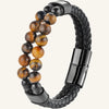 bracelet cuir double et pierres œil de tigre