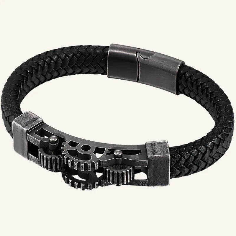 bracelet cuir engrenage