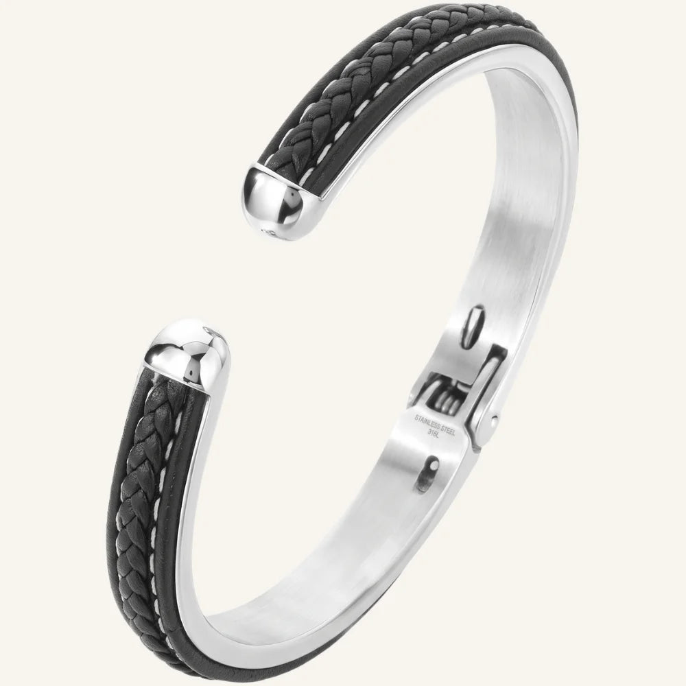 bracelet cuir et acier ajustable
