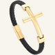 bracelet cuir et acier croix