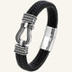 bracelet cuir et acier manille