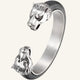 bracelet cuir et acier tigre argenté