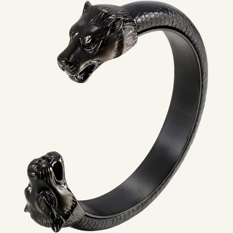 bracelet cuir et acier tigre