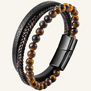 bracelet cuir et pierre homme
