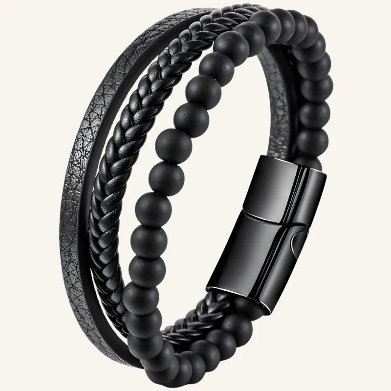 bracelet cuir et pierre