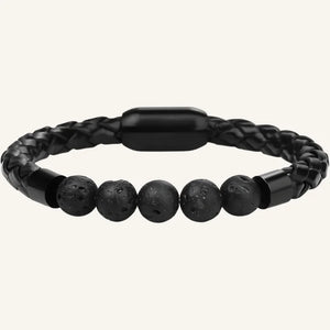 bracelet cuir et pierres de lave
