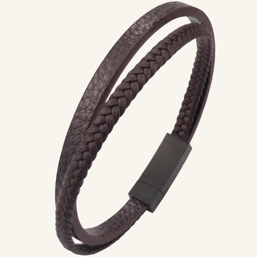 bracelet cuir fin double