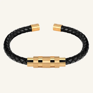 bracelet cuir fin homme doré