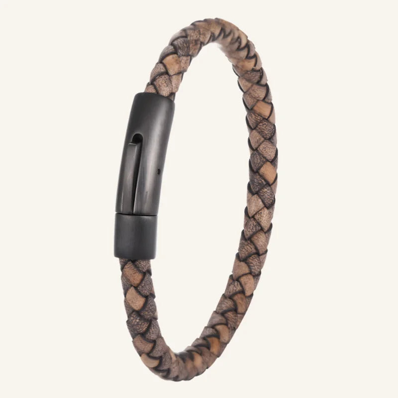 bracelet cuir fin pour homme marron clair