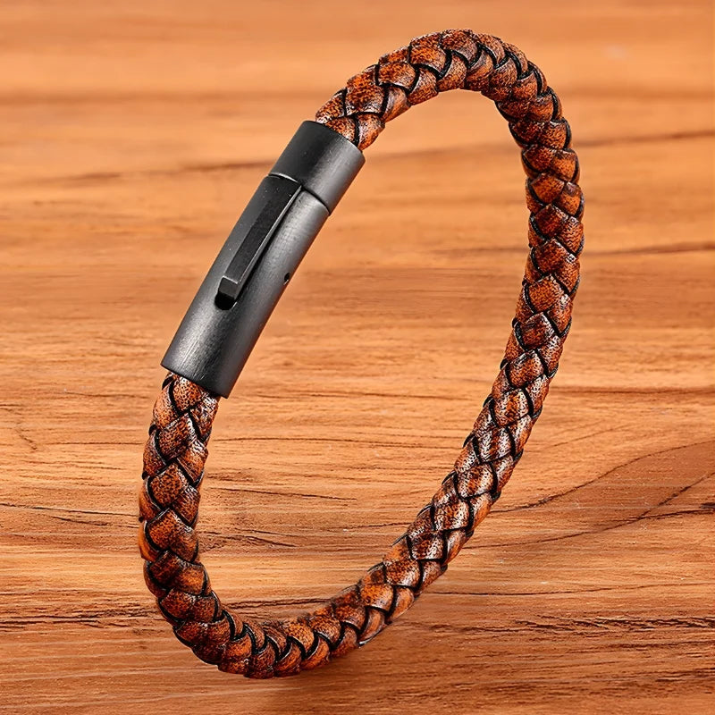 démo bracelet cuir fin pour homme marron