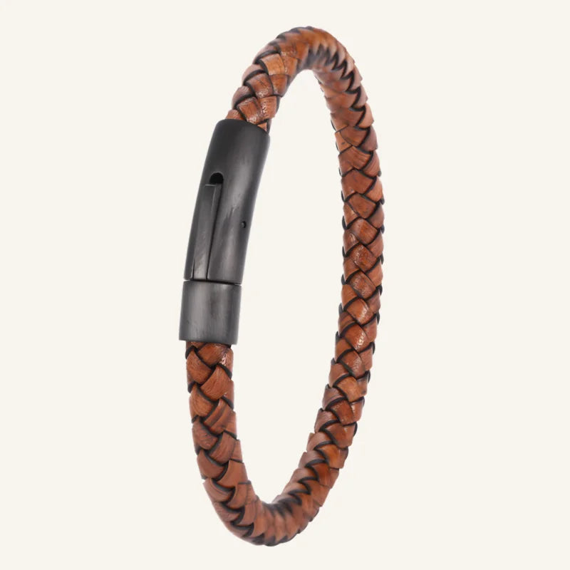 bracelet cuir fin pour homme marron