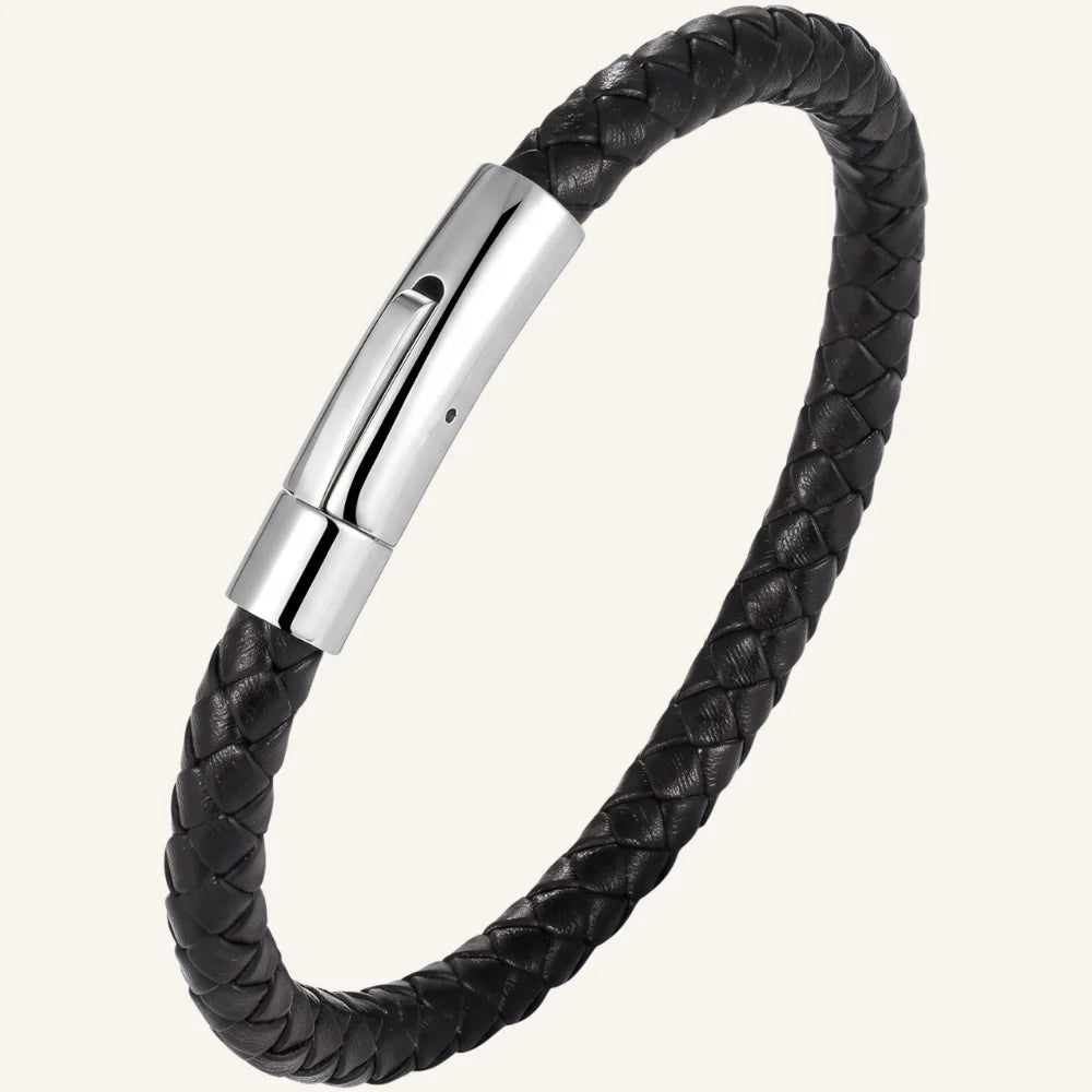 bracelet cuir fin tressé
