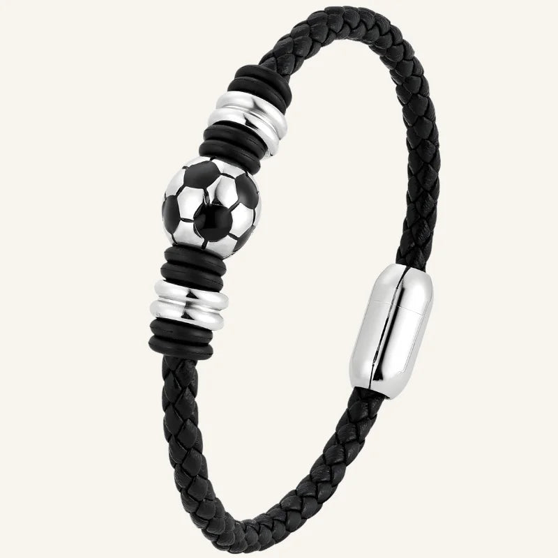 bracelet cuir foot argenté