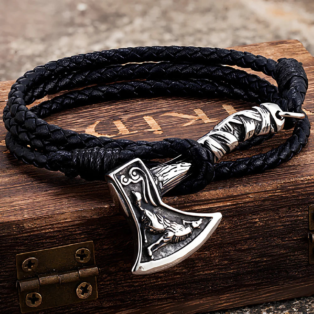 bracelet cuir hache