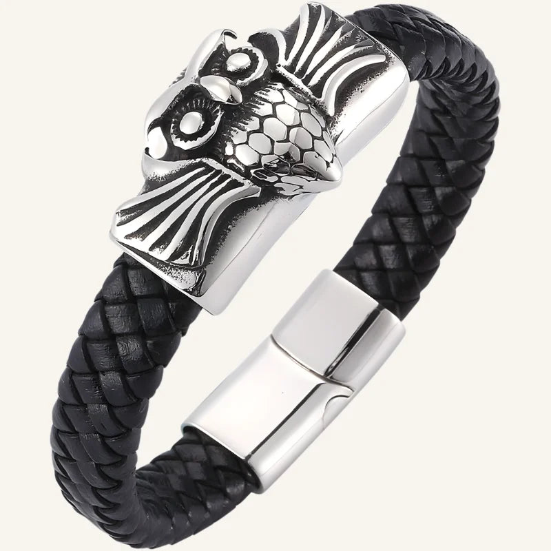 bracelet cuir hibou