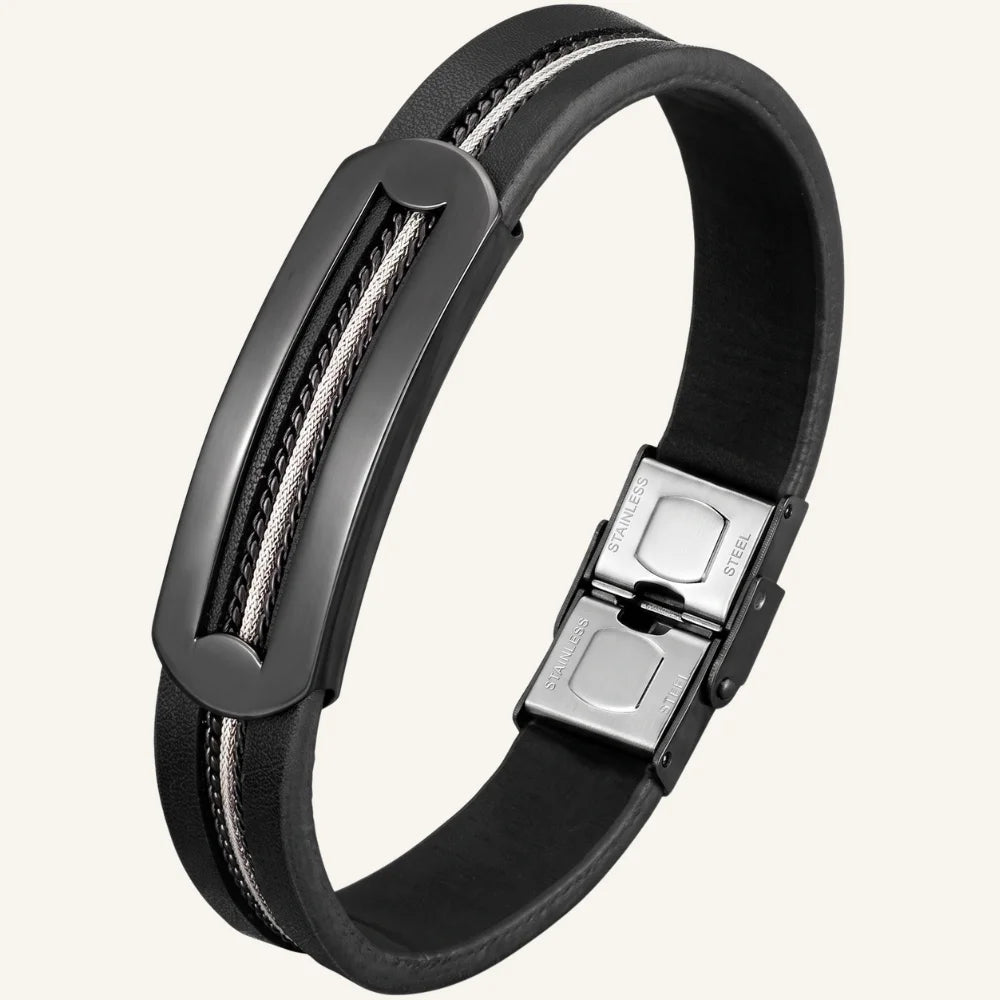 bracelet cuir homme acier
