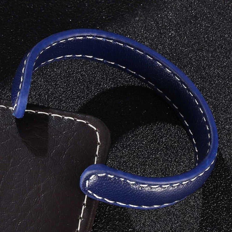 bracelet cuir homme ajustable bleu fermeture