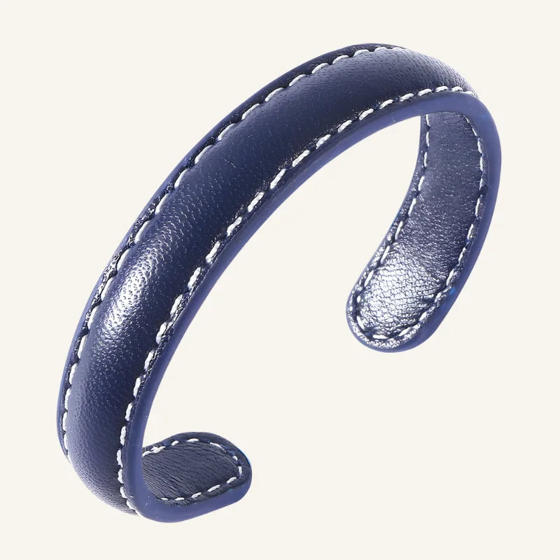 bracelet cuir homme ajustable bleu