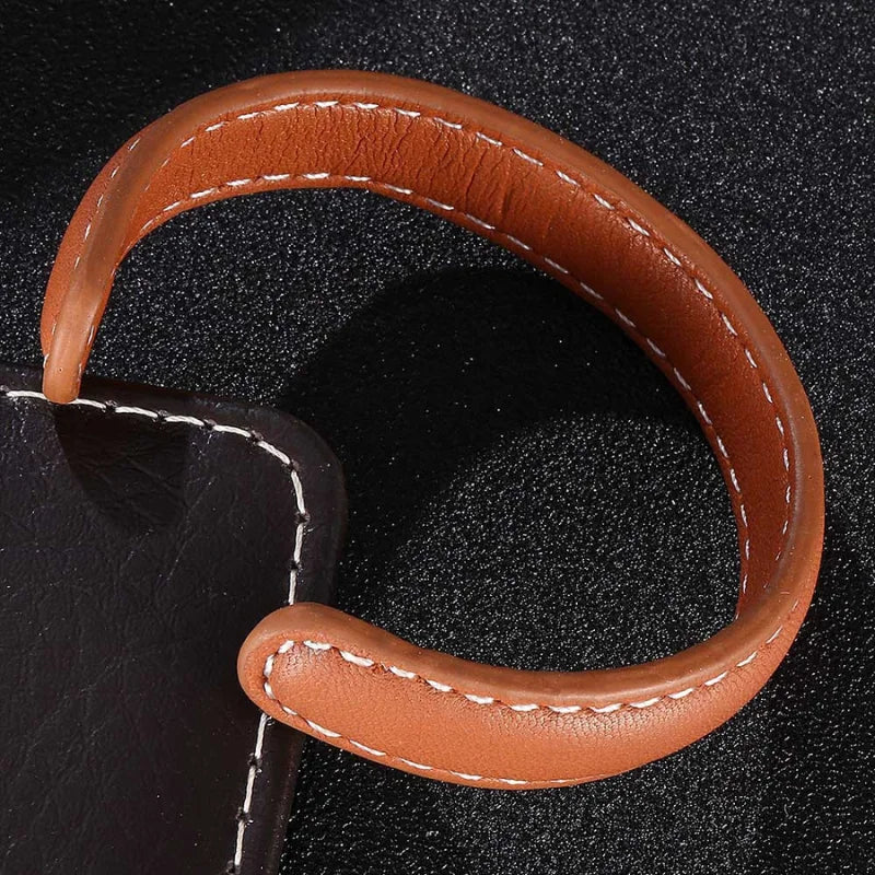 bracelet cuir homme ajustable marron fermeture