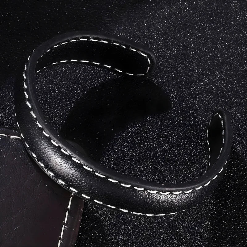 démo bracelet cuir homme ajustable noir