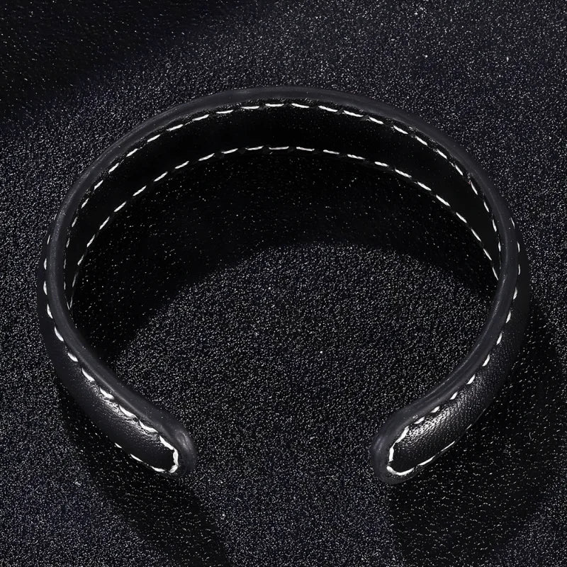 bracelet cuir homme ajustable noir fermeture