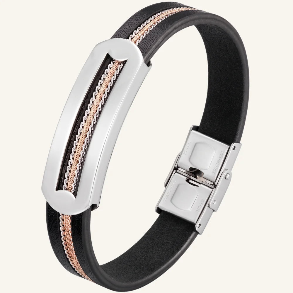 bracelet cuir homme et acier