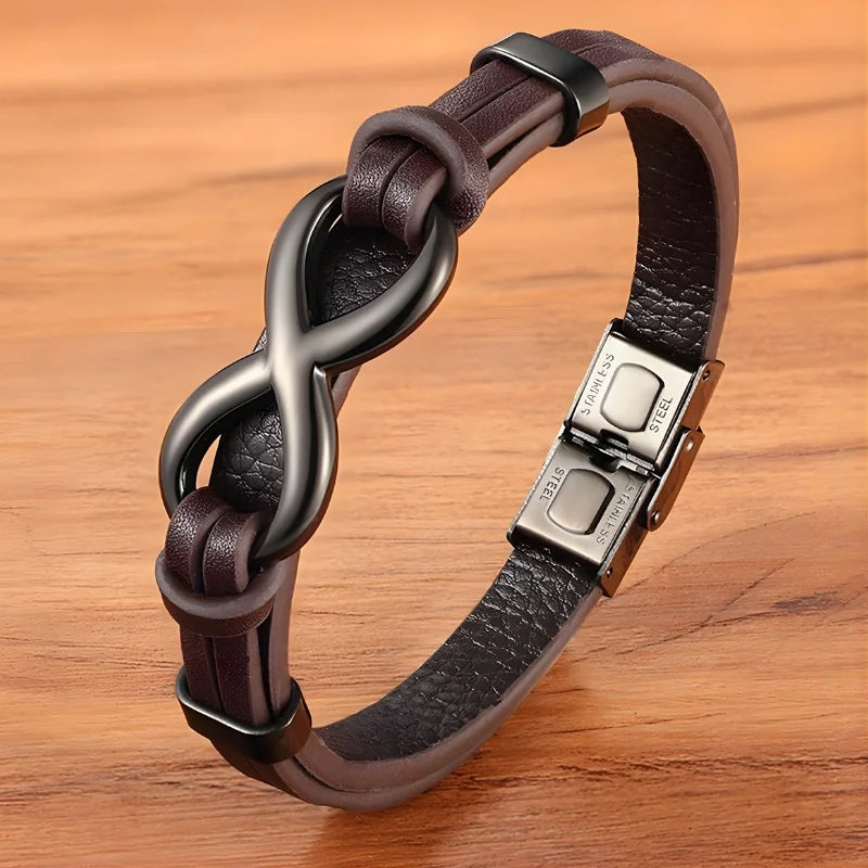 bracelet cuir homme infini marron noir