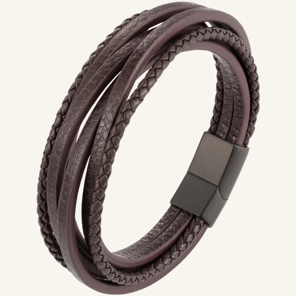 bracelet cuir homme multi-rangs