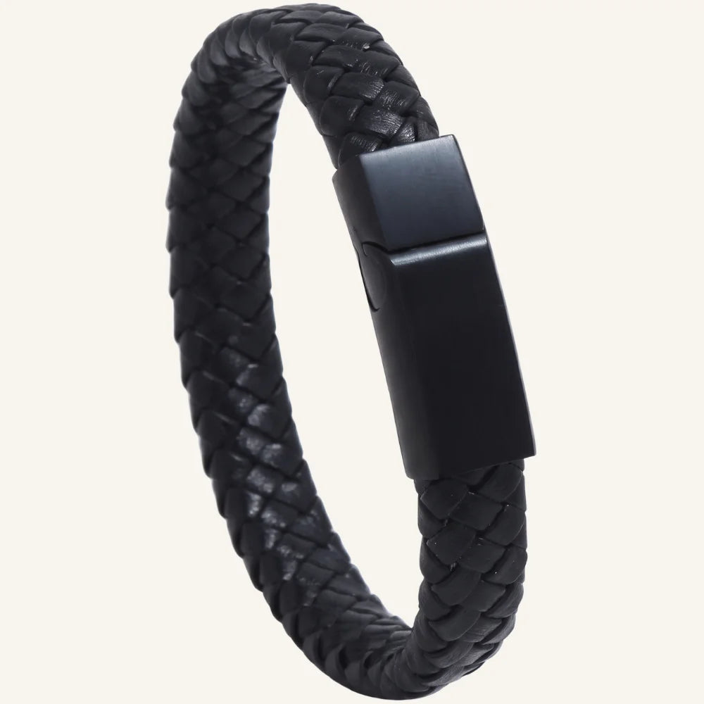 bracelet cuir homme tressé acier brossé