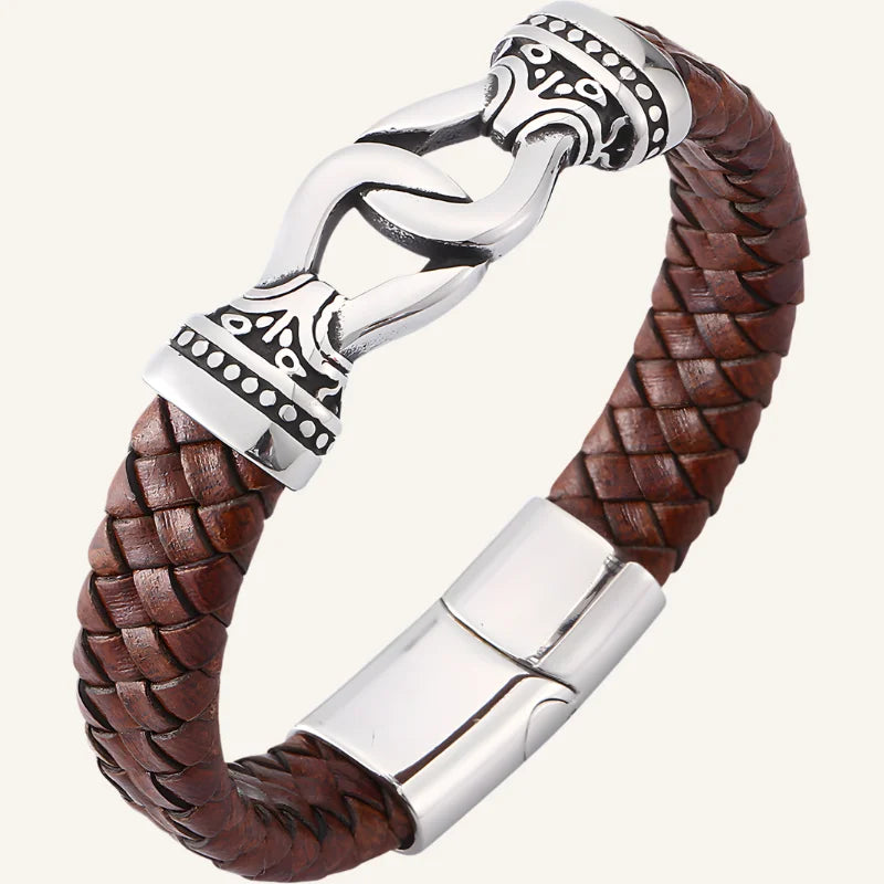 bracelet cuir marron viking
